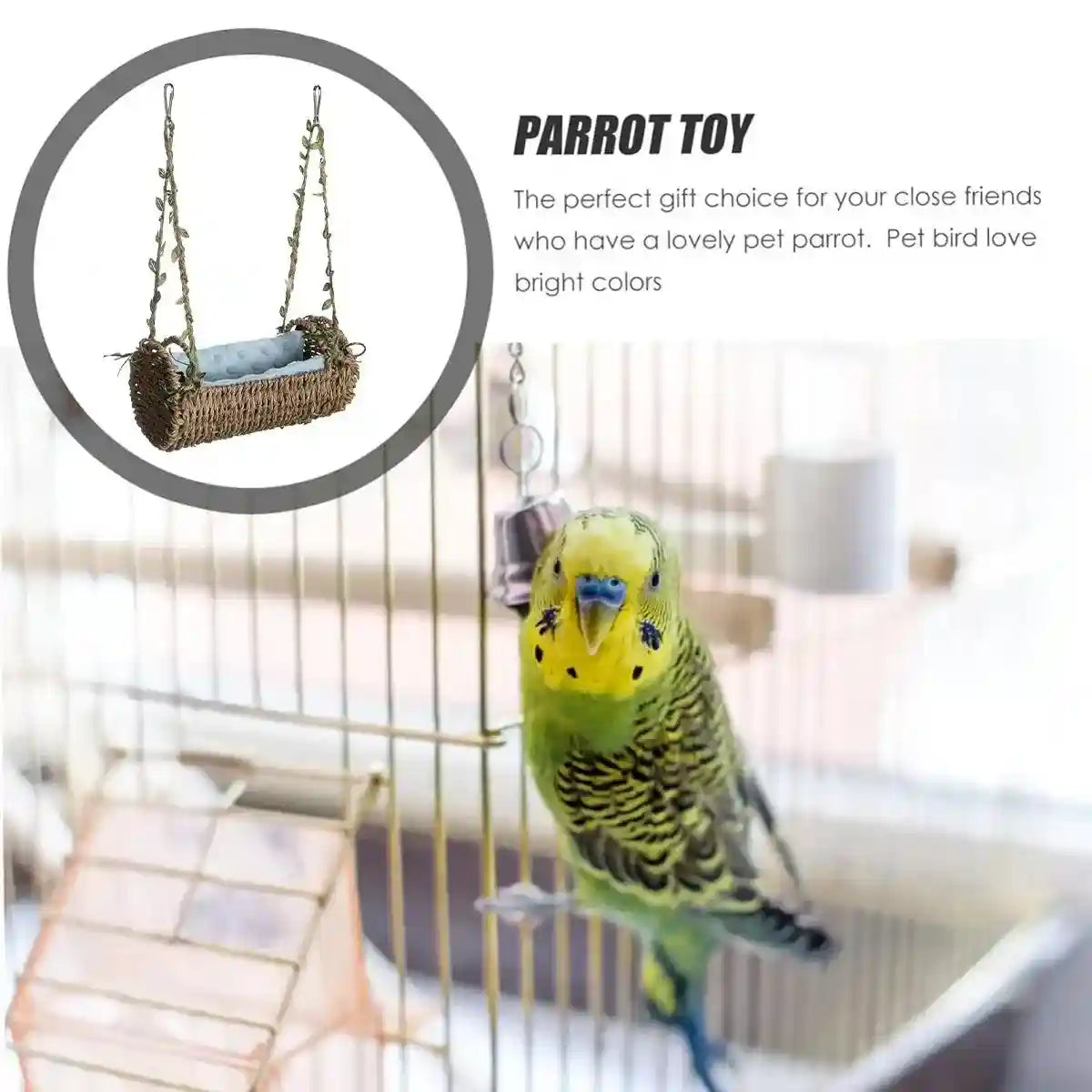 Multi-Season Bird Nest Comfortable Grass Weaving Nest with Cushion