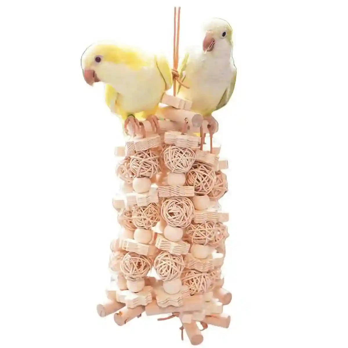 Natural Wooden Cage Accessory Bird Chew Toy for Parrots & Budgies