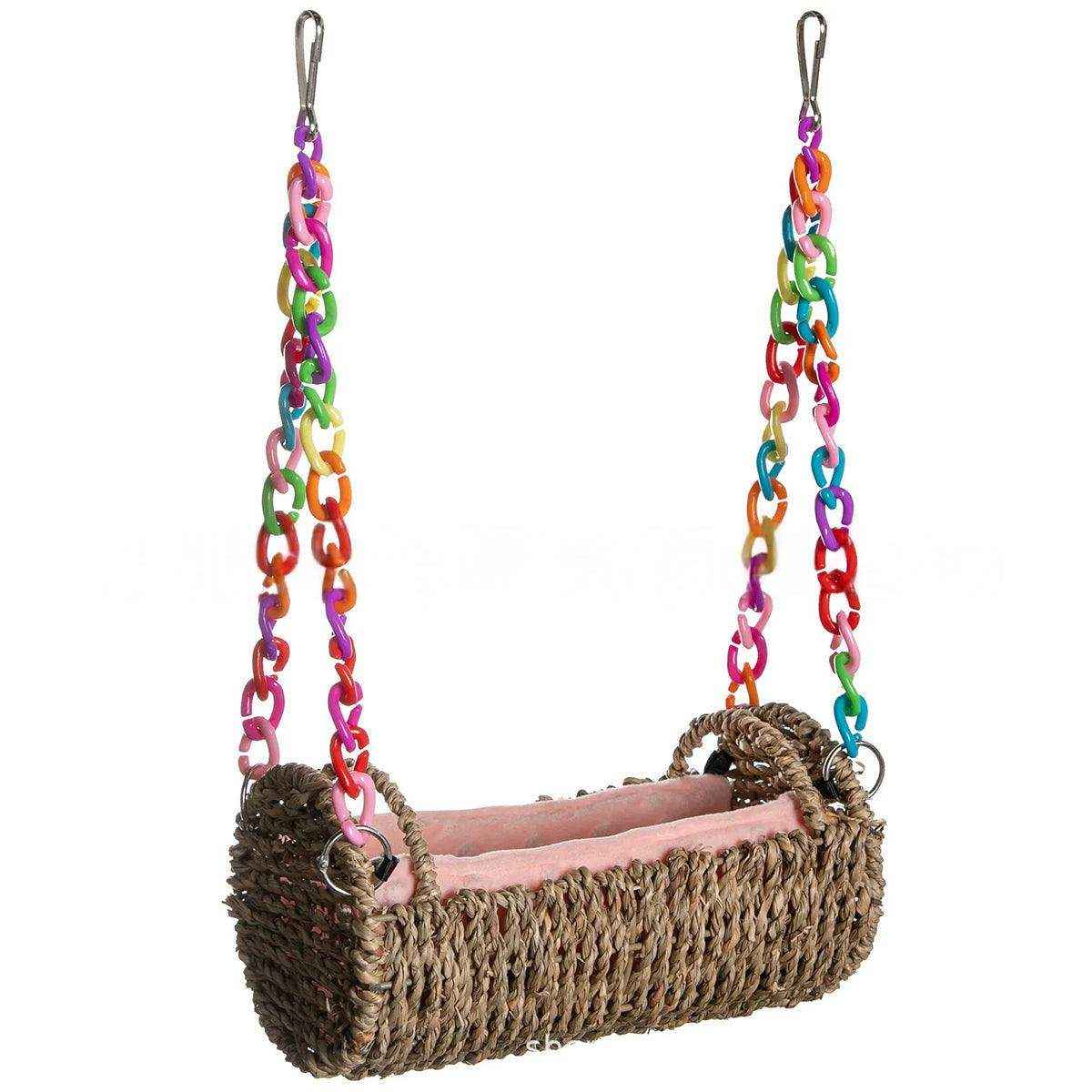 Multi-Season Bird Nest Comfortable Grass Weaving Nest with Cushion