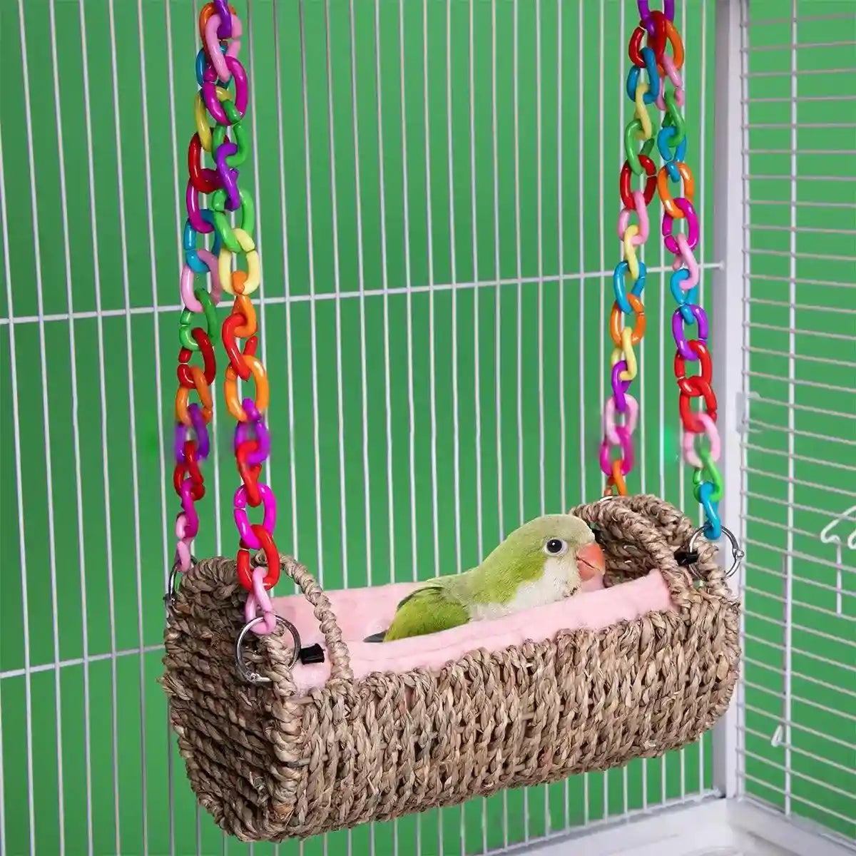 Multi-Season Bird Nest Comfortable Grass Weaving Nest with Cushion