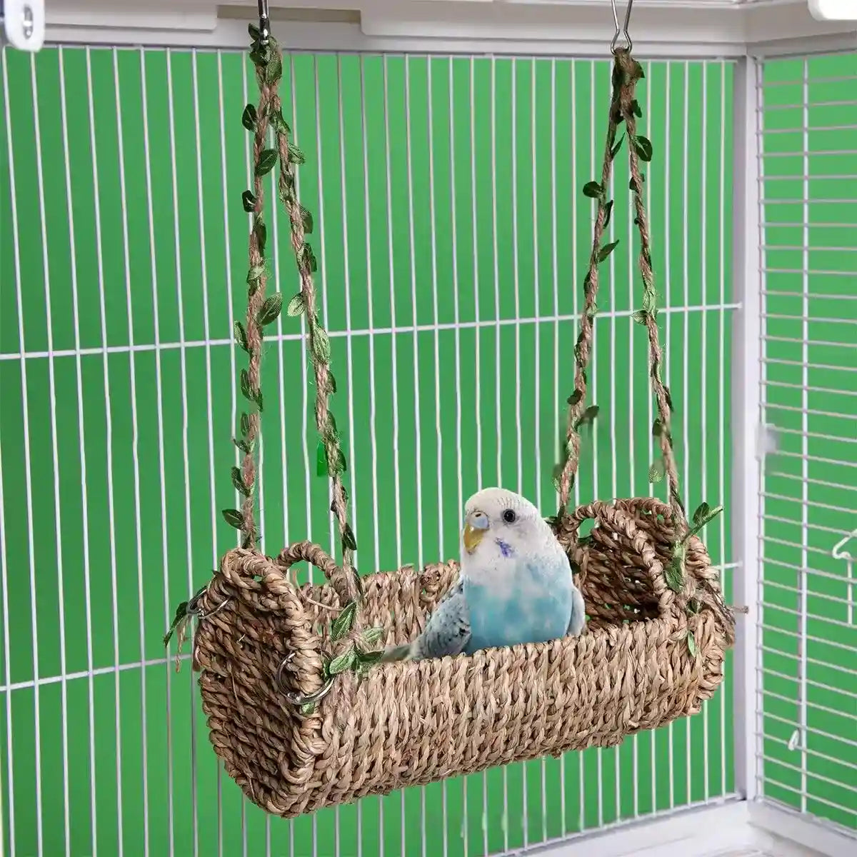 Multi-Season Bird Nest Comfortable Grass Weaving Nest with Cushion