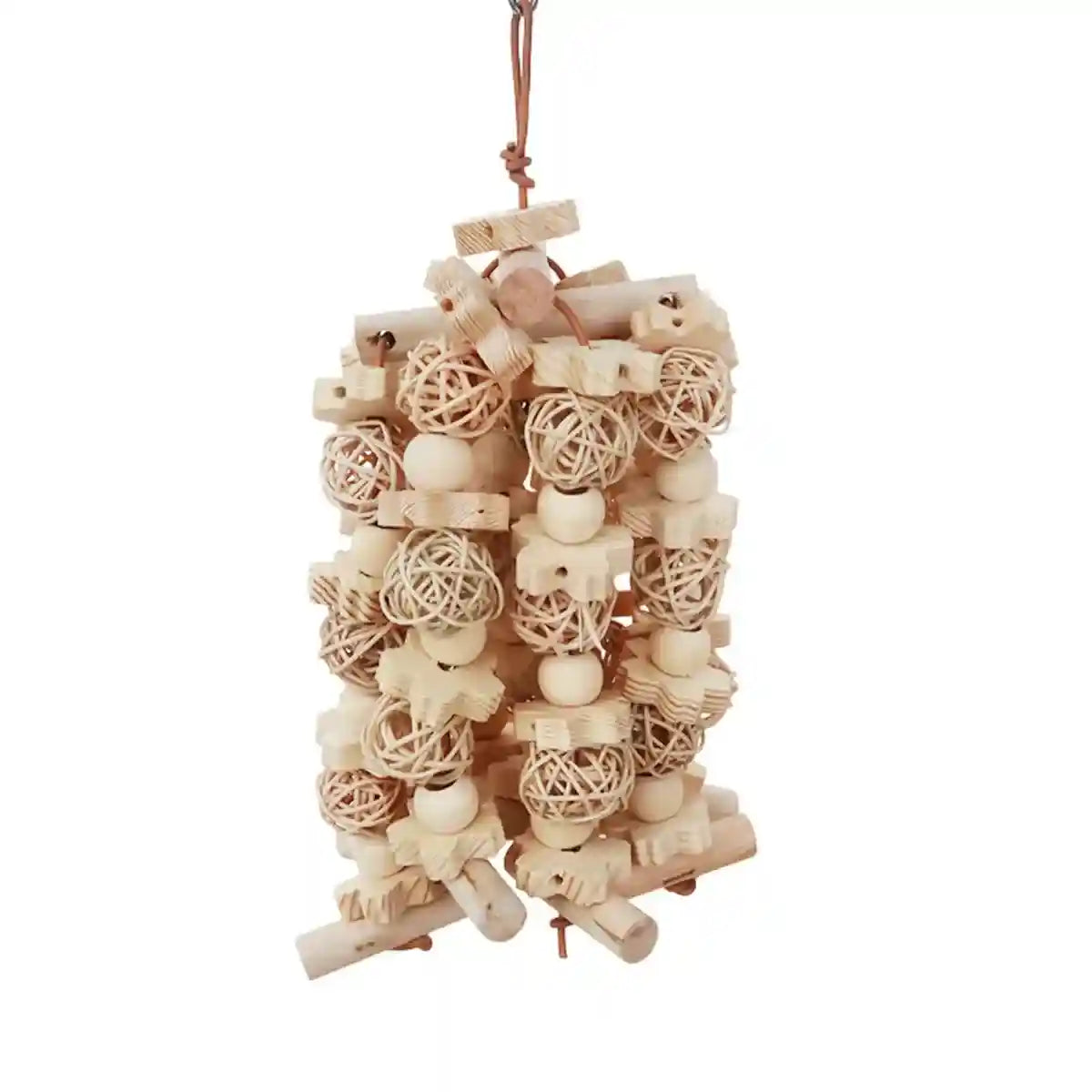Natural Wooden Cage Accessory Bird Chew Toy for Parrots & Budgies