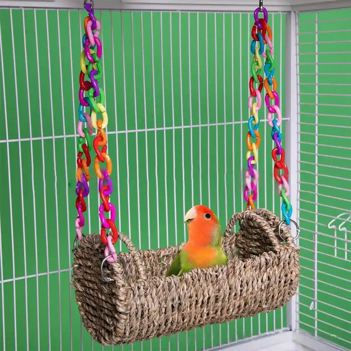 Multi-Season Bird Nest Comfortable Grass Weaving Nest with Cushion