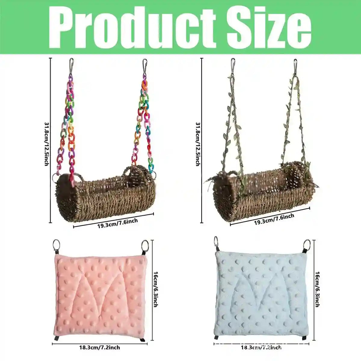 Multi-Season Bird Nest Comfortable Grass Weaving Nest with Cushion