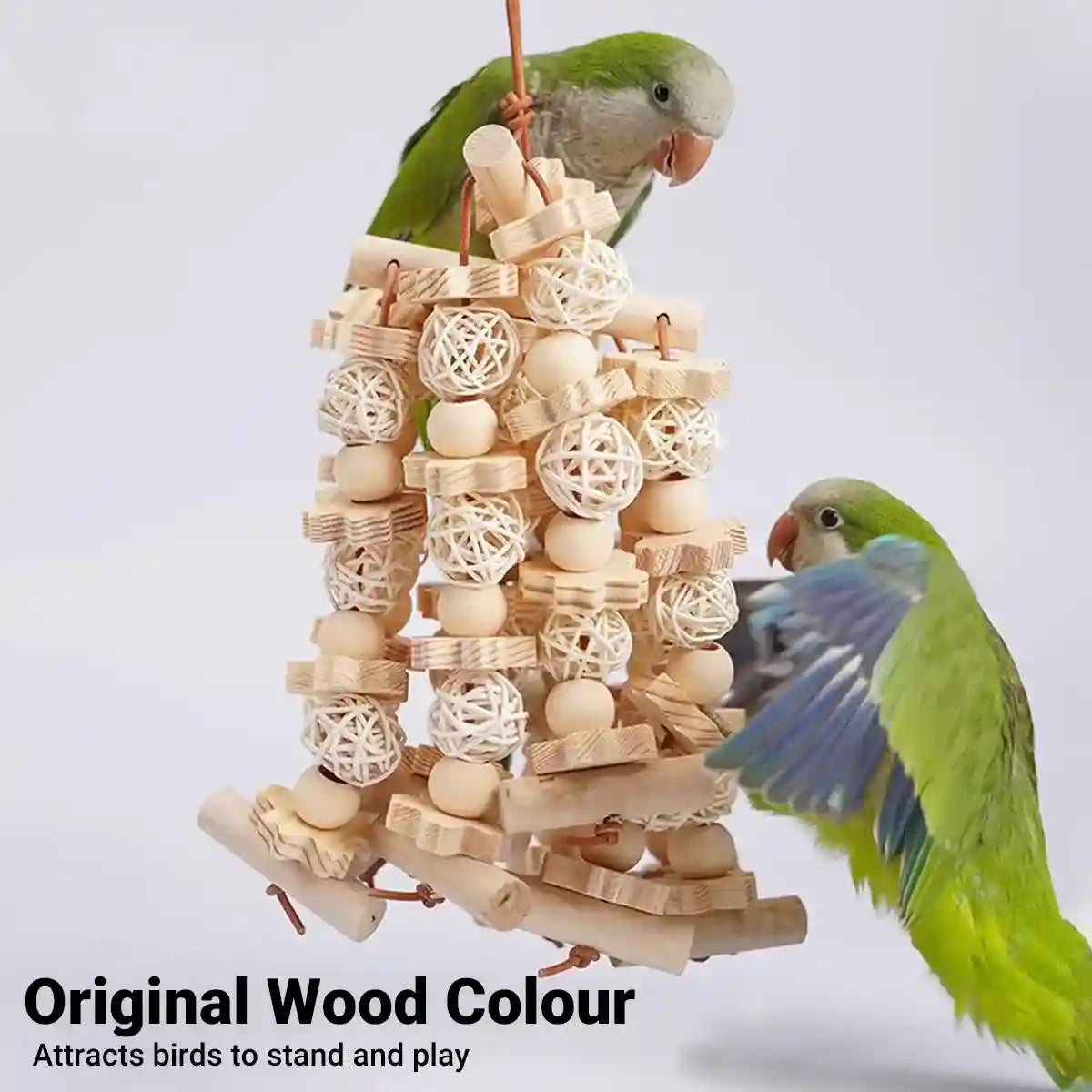 Natural Wooden Cage Accessory Bird Chew Toy for Parrots & Budgies