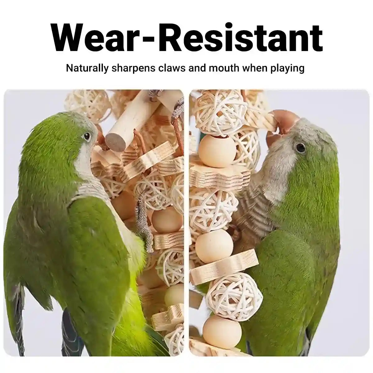 Natural Wooden Cage Accessory Bird Chew Toy for Parrots & Budgies