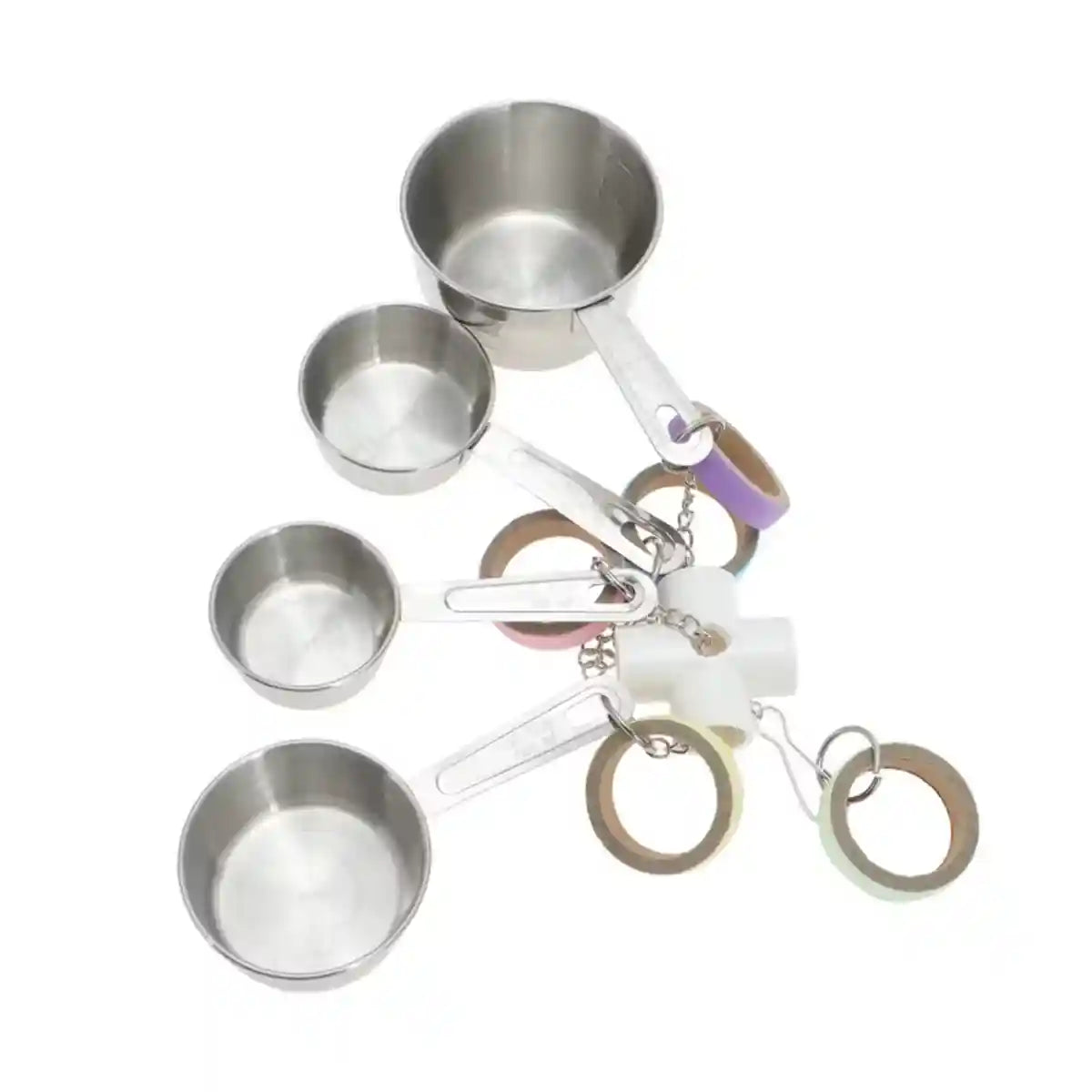 Stainless Steel Parrot Toy Bell & Colourful Paper Rings for Birds