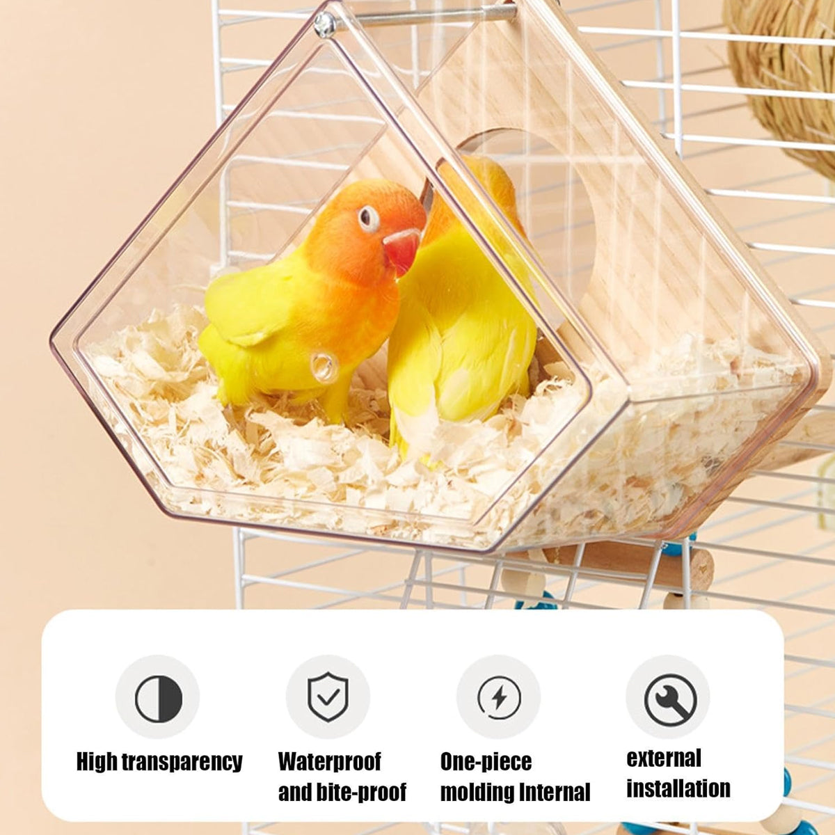 Transparent Bird Breeding Box With Perch