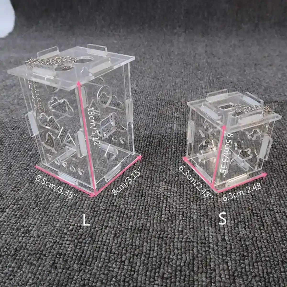 Acrylic Parrot Foraging Toy Hanging Puzzle Feeder Box