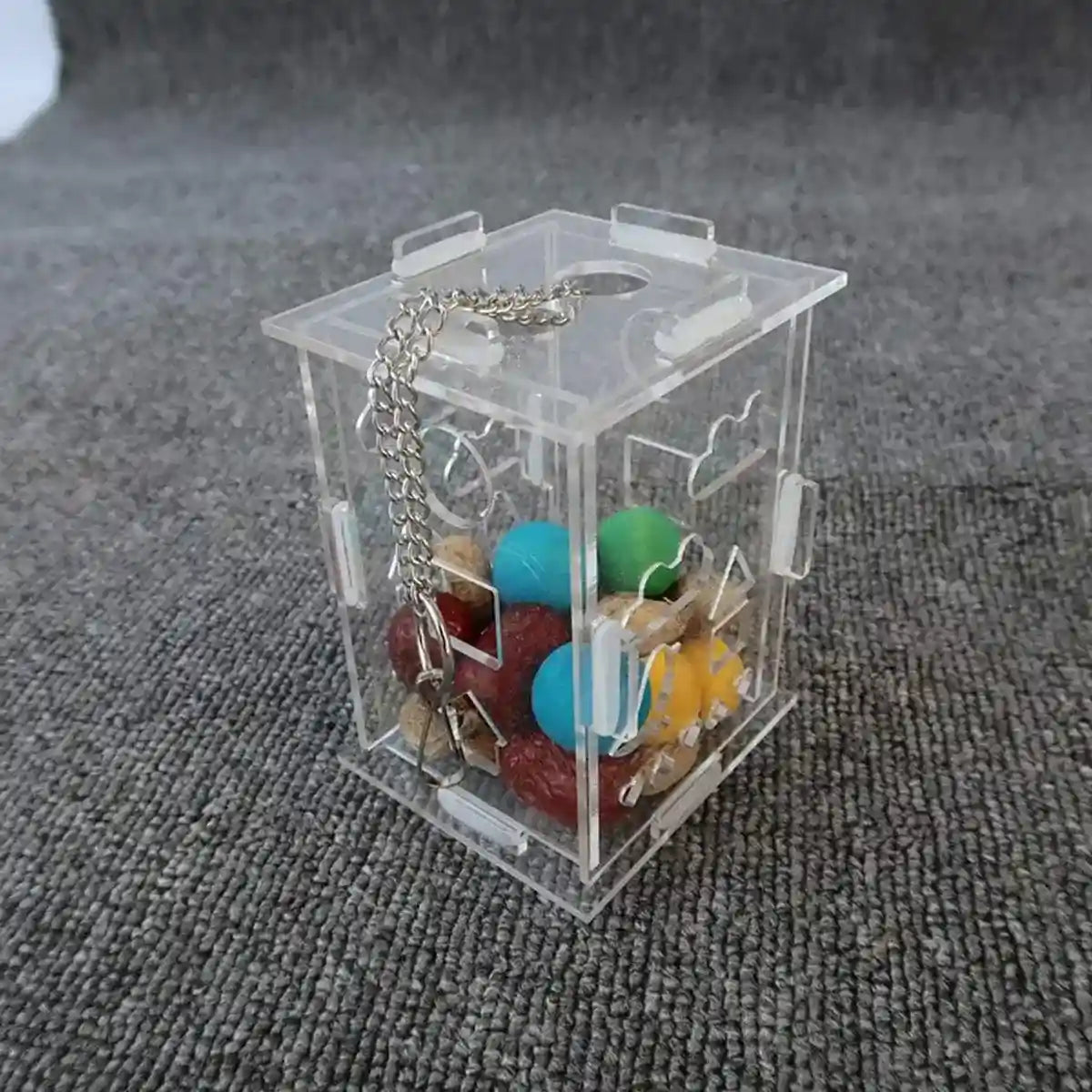 Acrylic Parrot Foraging Toy Hanging Puzzle Feeder Box