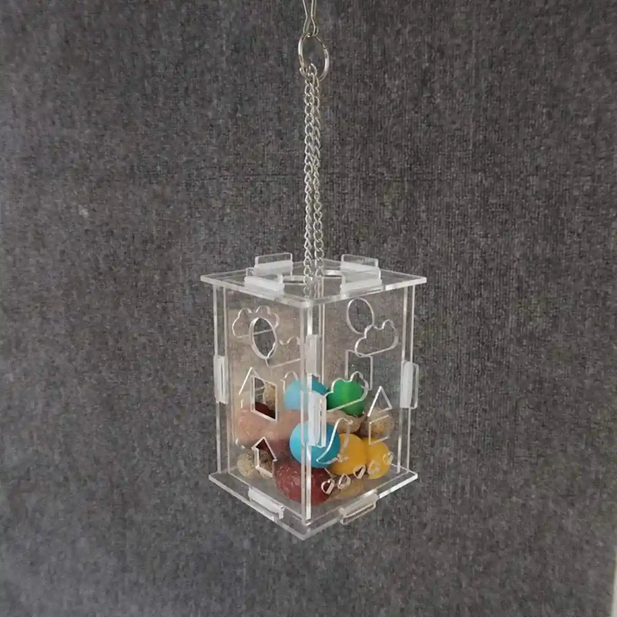 Acrylic Parrot Foraging Toy Hanging Puzzle Feeder Box