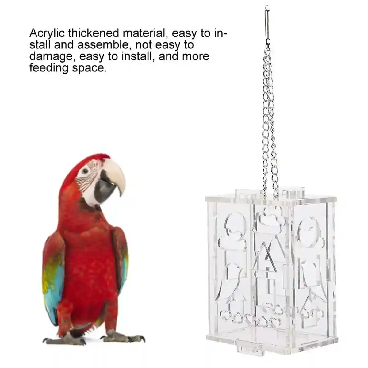 Acrylic Parrot Foraging Toy Hanging Puzzle Feeder Box