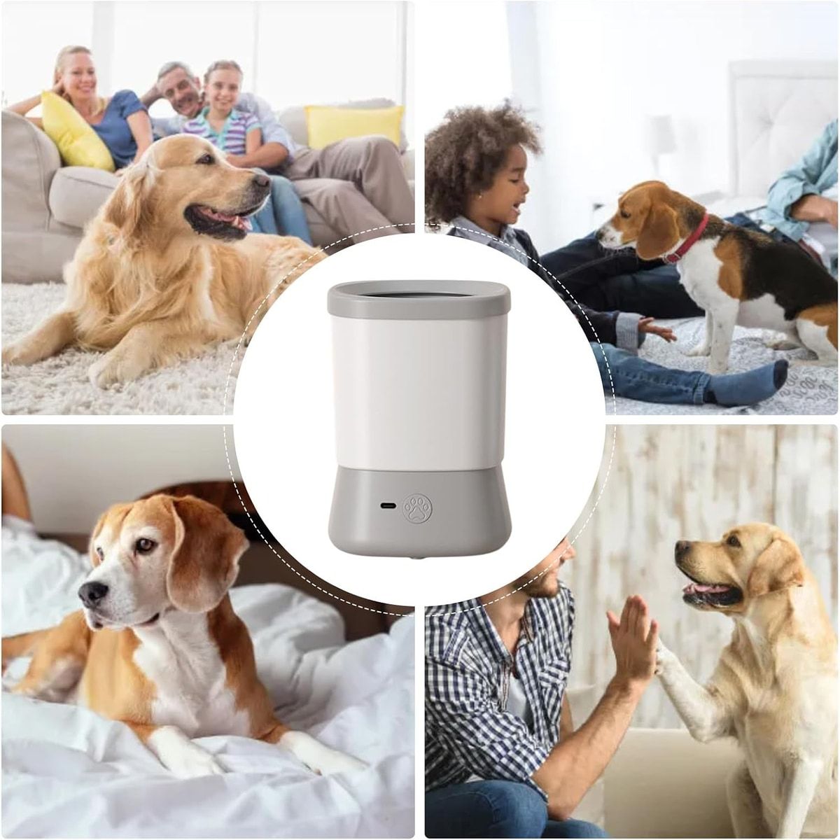 Grey Automatic Pet Paw Cleaner with Rotating Brush