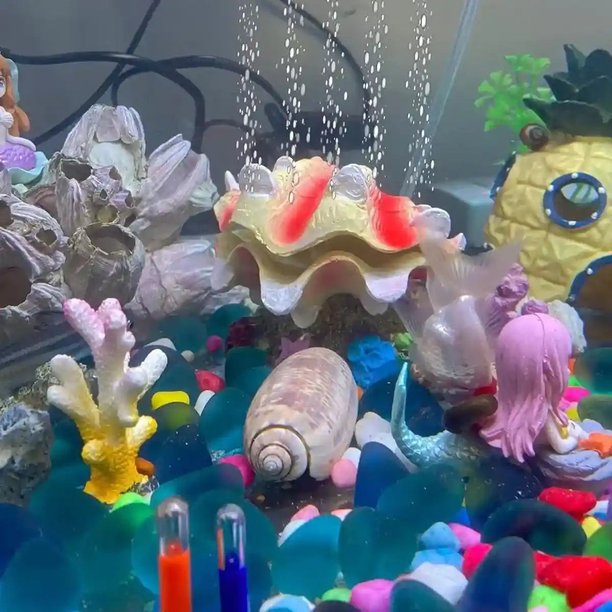 Animated Clam Shell Aquarium Decoration Air Pump Motion Ornament