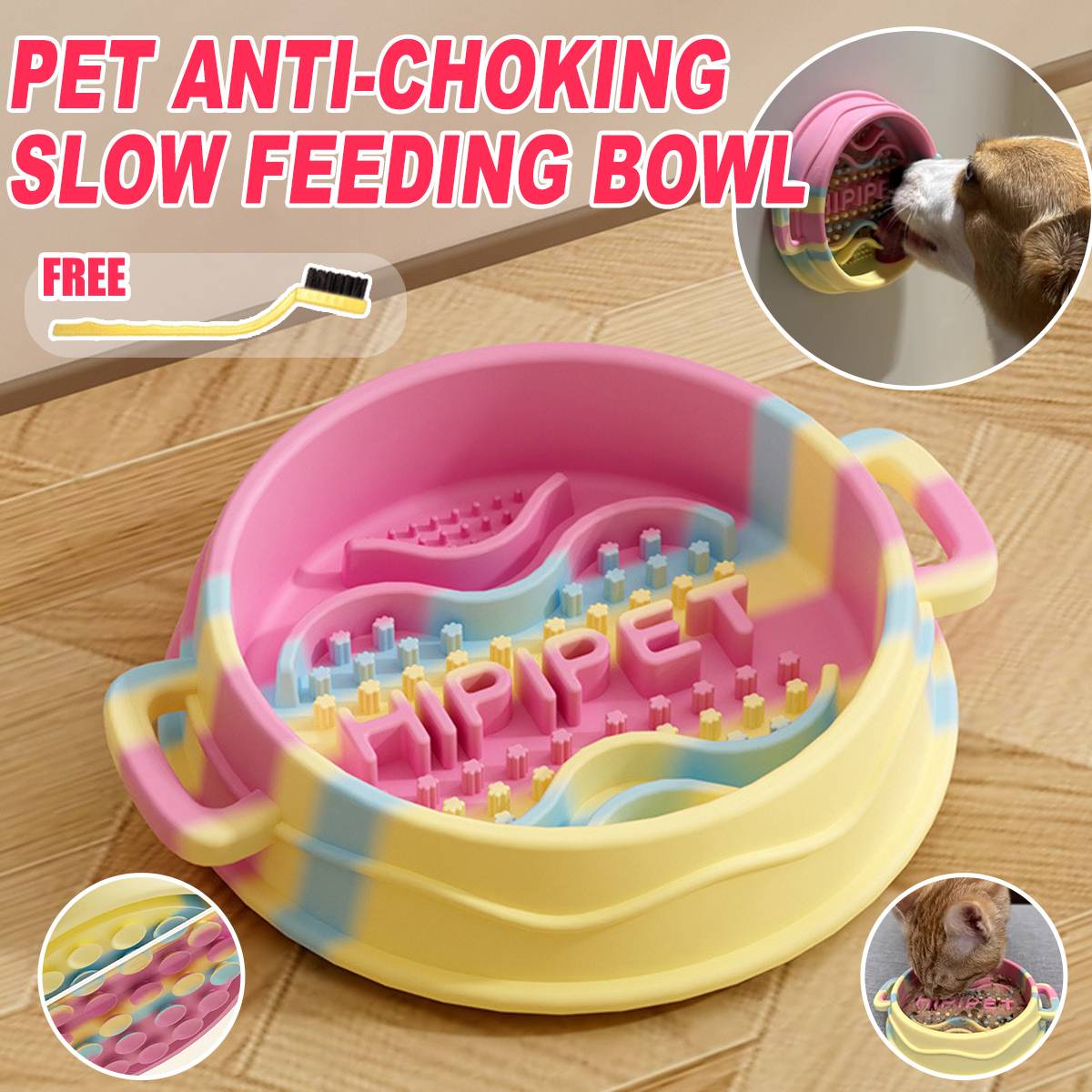 Slow Feeding Dog Bowl Anti-Choking Silicone Pet Bowl