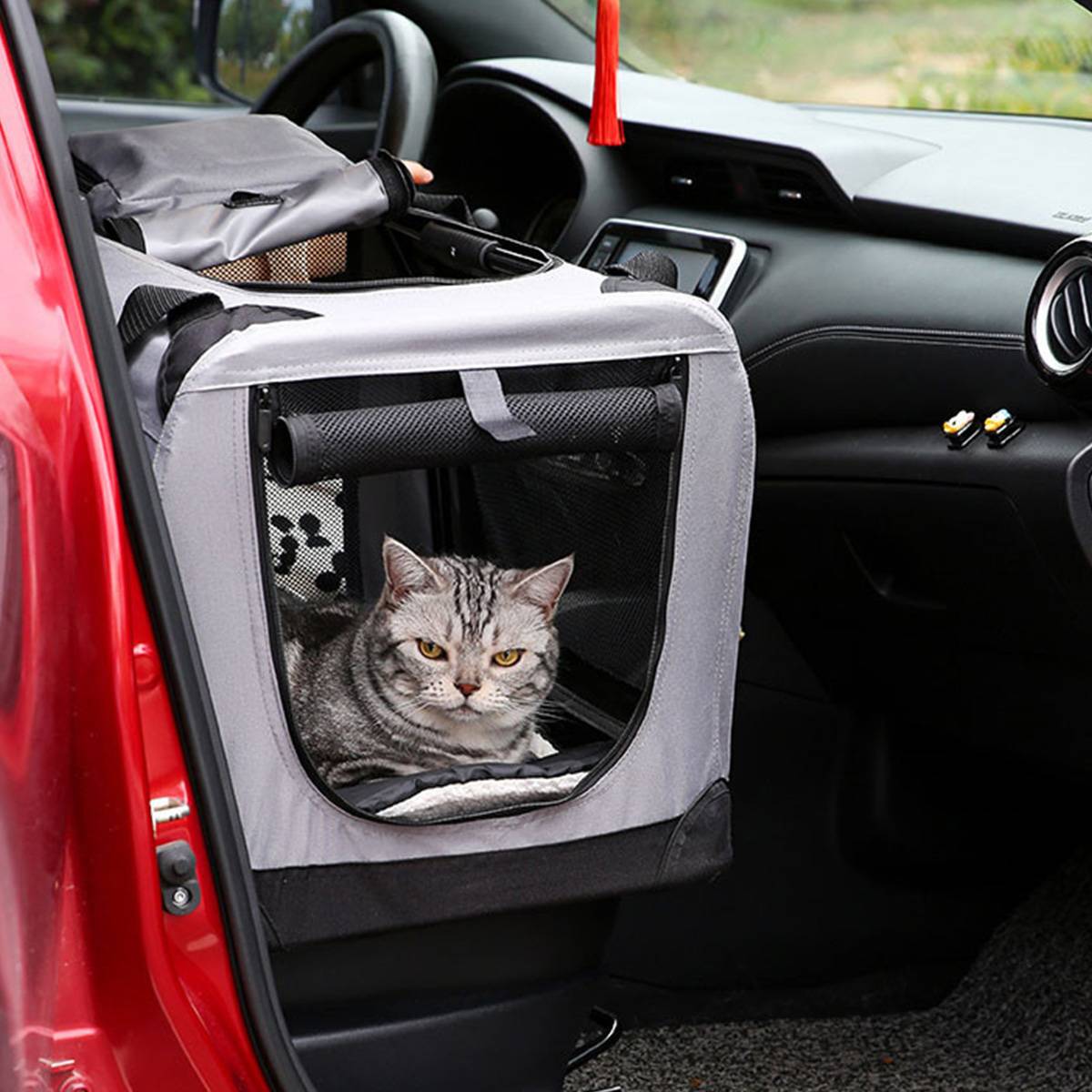Car Dog Crate - Large Foldable Travel Kennel for Dogs