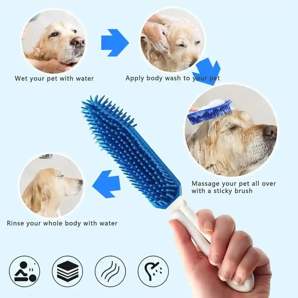 3pcs Dog Grooming Brush Set Soft Bristles for Easy Pet Care