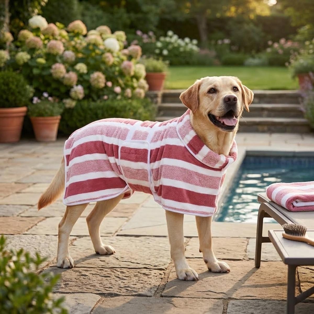 XL Quick-Drying Dog Bathrobe with Adjustable Band