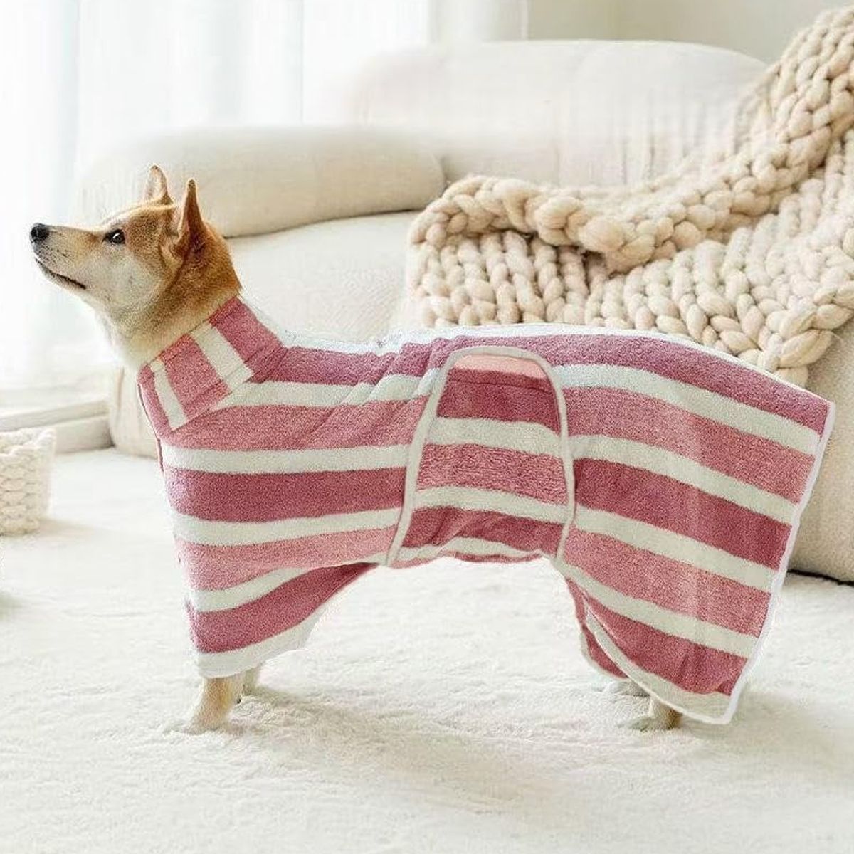 XL Quick-Drying Dog Bathrobe with Adjustable Band
