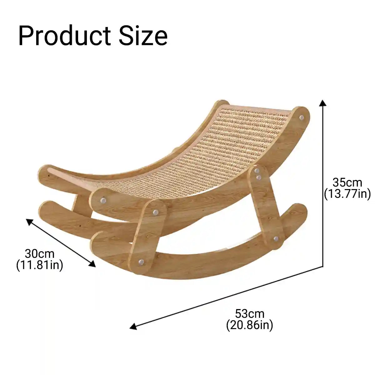 Sisal Cat Rocking Bed With Wooden Frame For Scratching And Napping