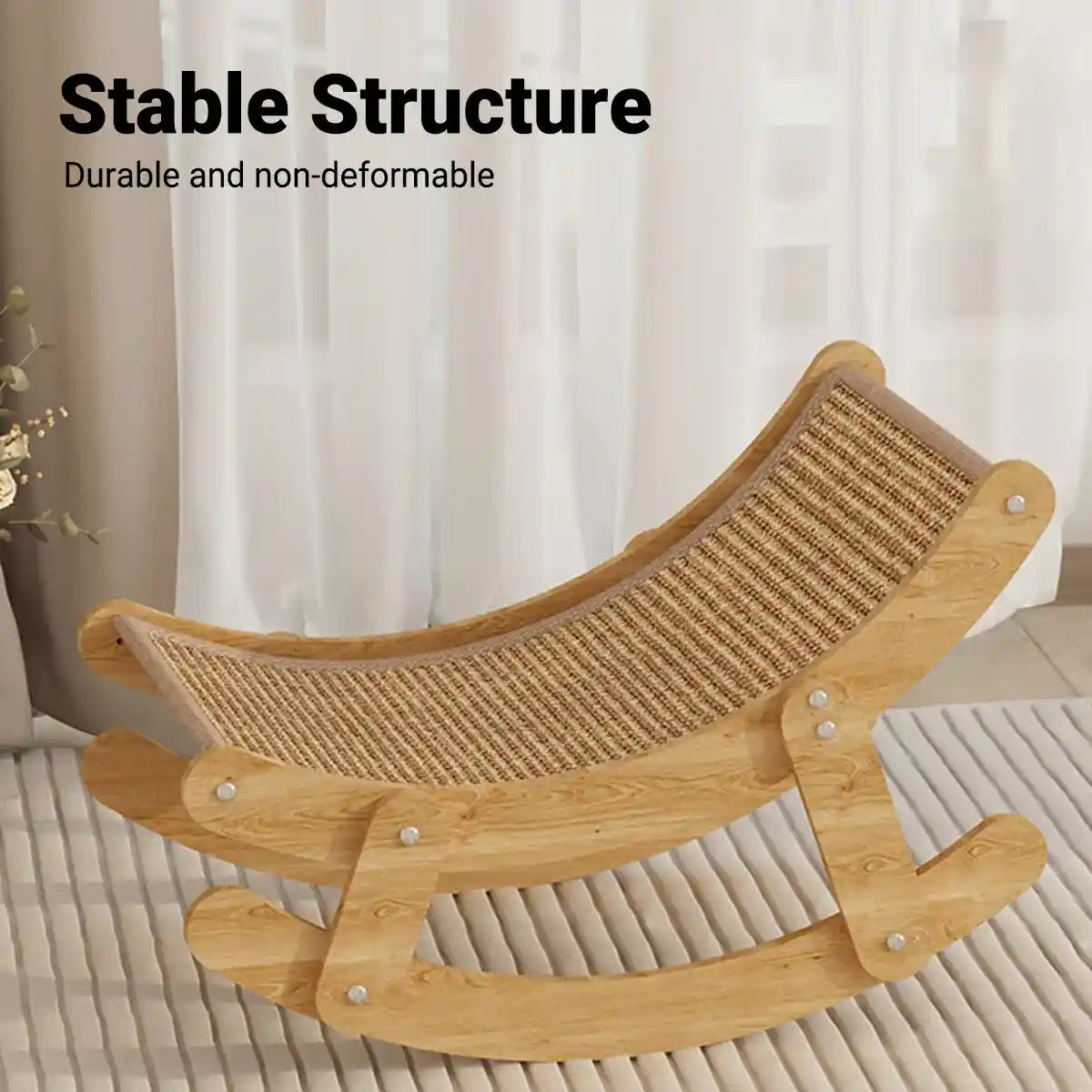 Sisal Cat Rocking Bed With Wooden Frame For Scratching And Napping