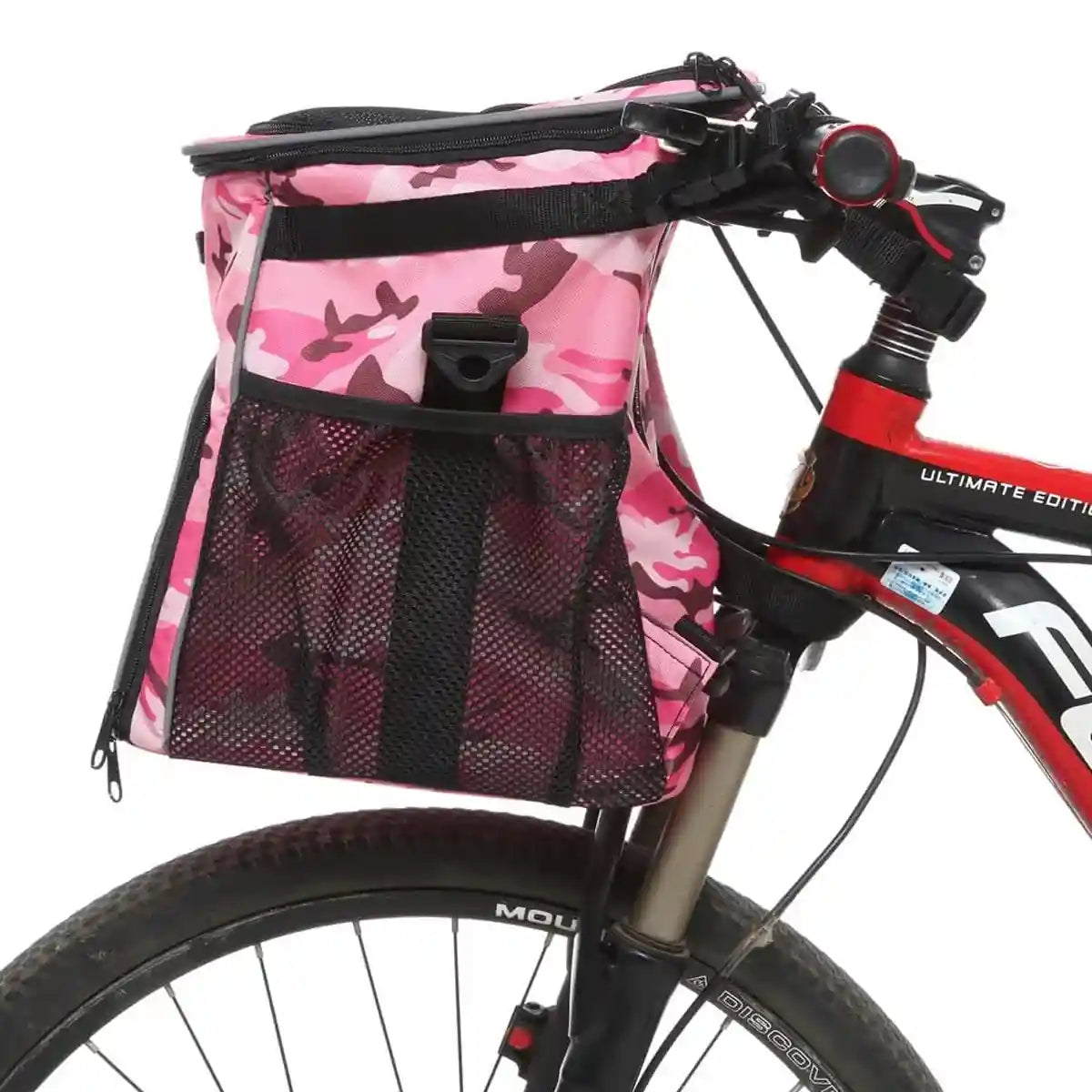 Pink Camouflage Pet Bicycle Carrier Backpack for Small Animals
