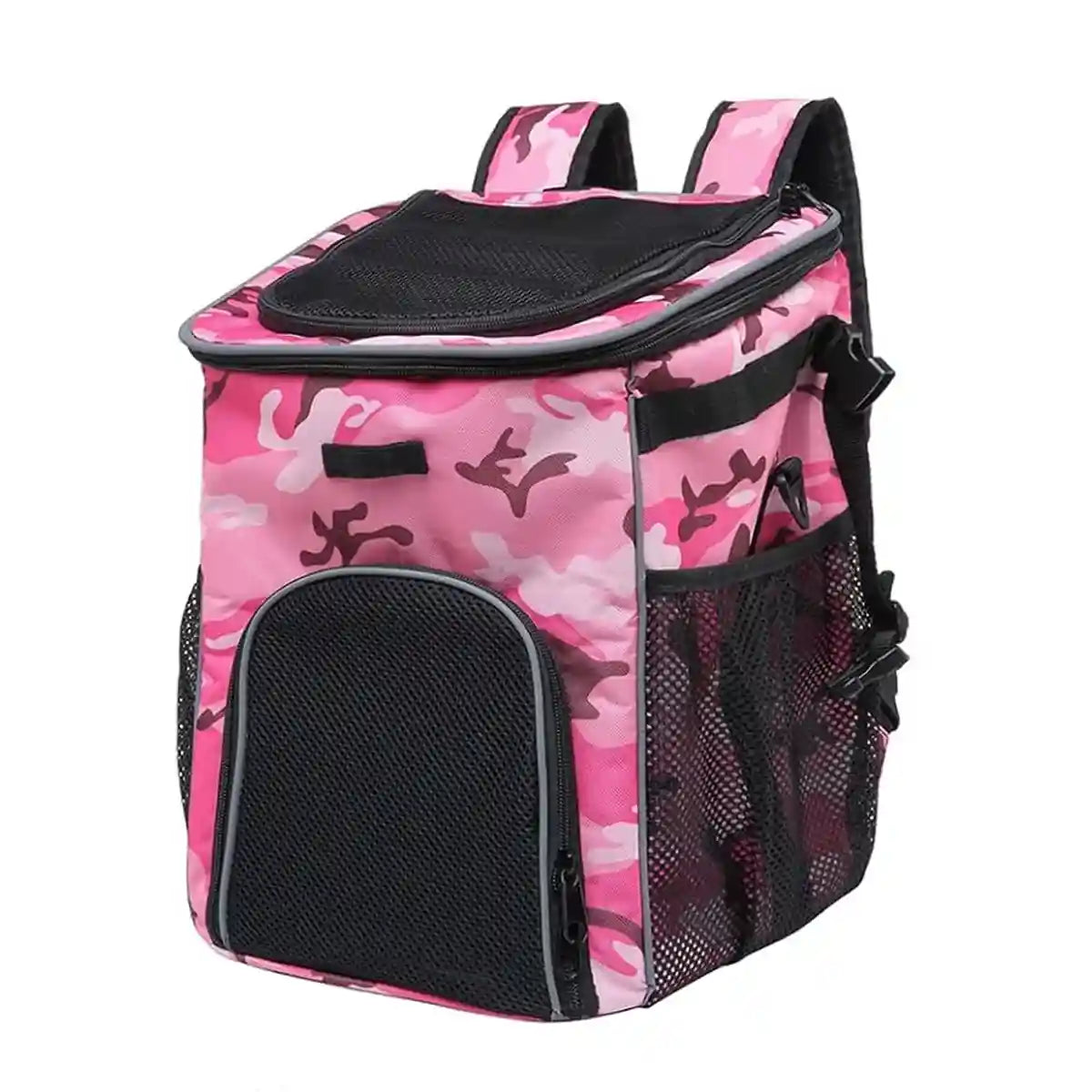 Pink Camouflage Pet Bicycle Carrier Backpack for Small Animals