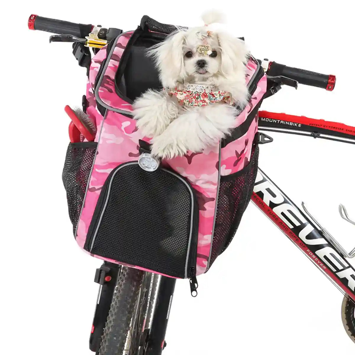 Pink Camouflage Pet Bicycle Carrier Backpack for Small Animals