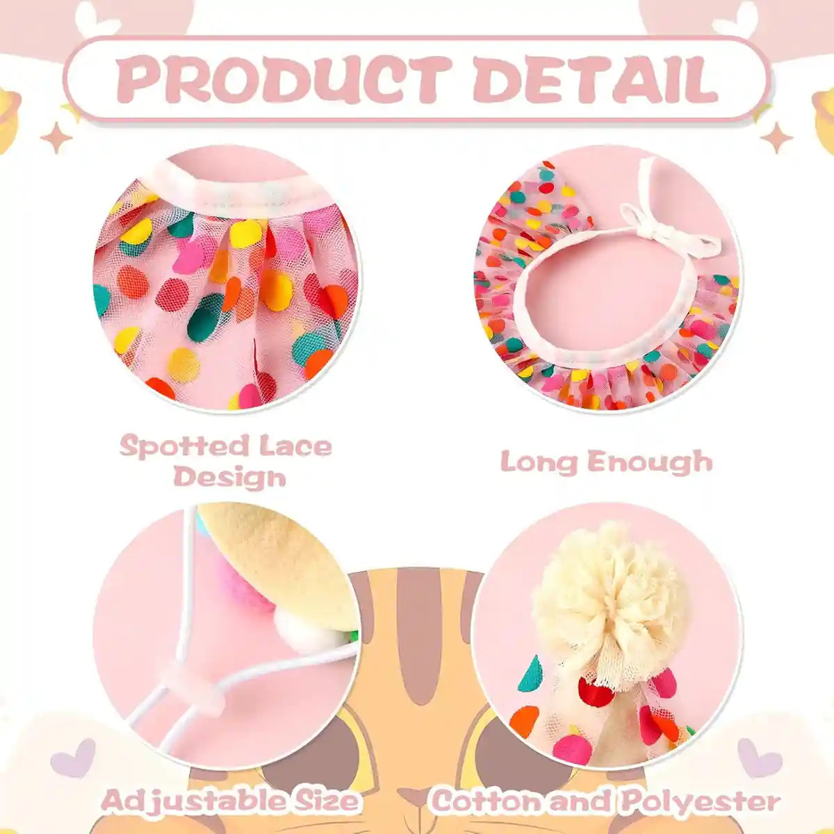 Cute Pet Birthday Dress Up Set with Hat and Ruffle Collar