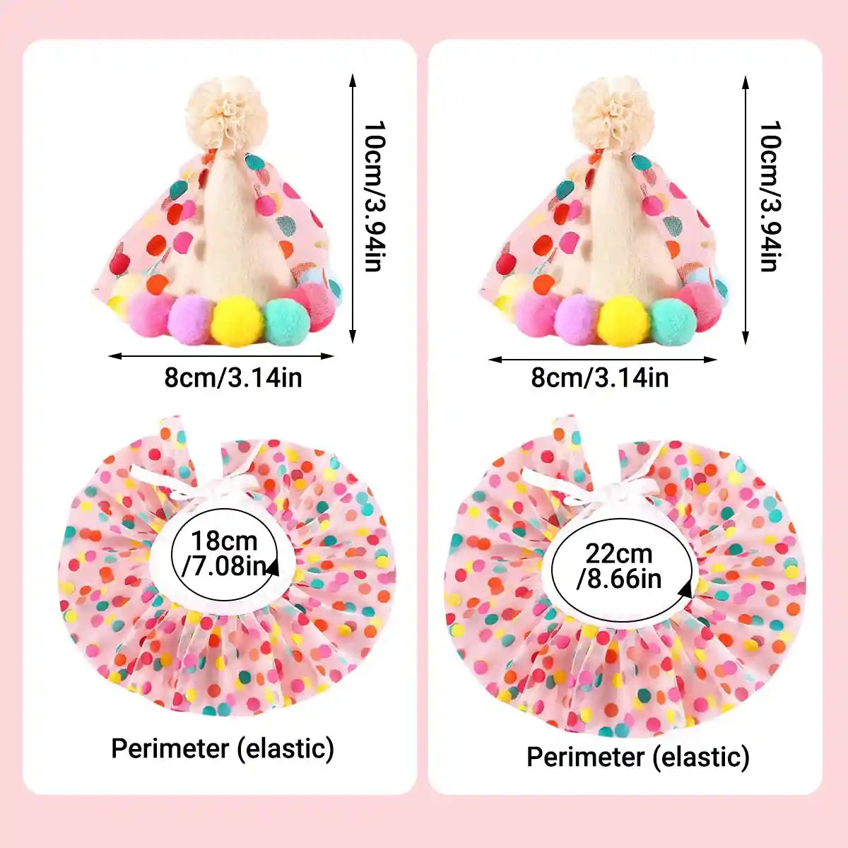 Cute Pet Birthday Dress Up Set with Hat and Ruffle Collar