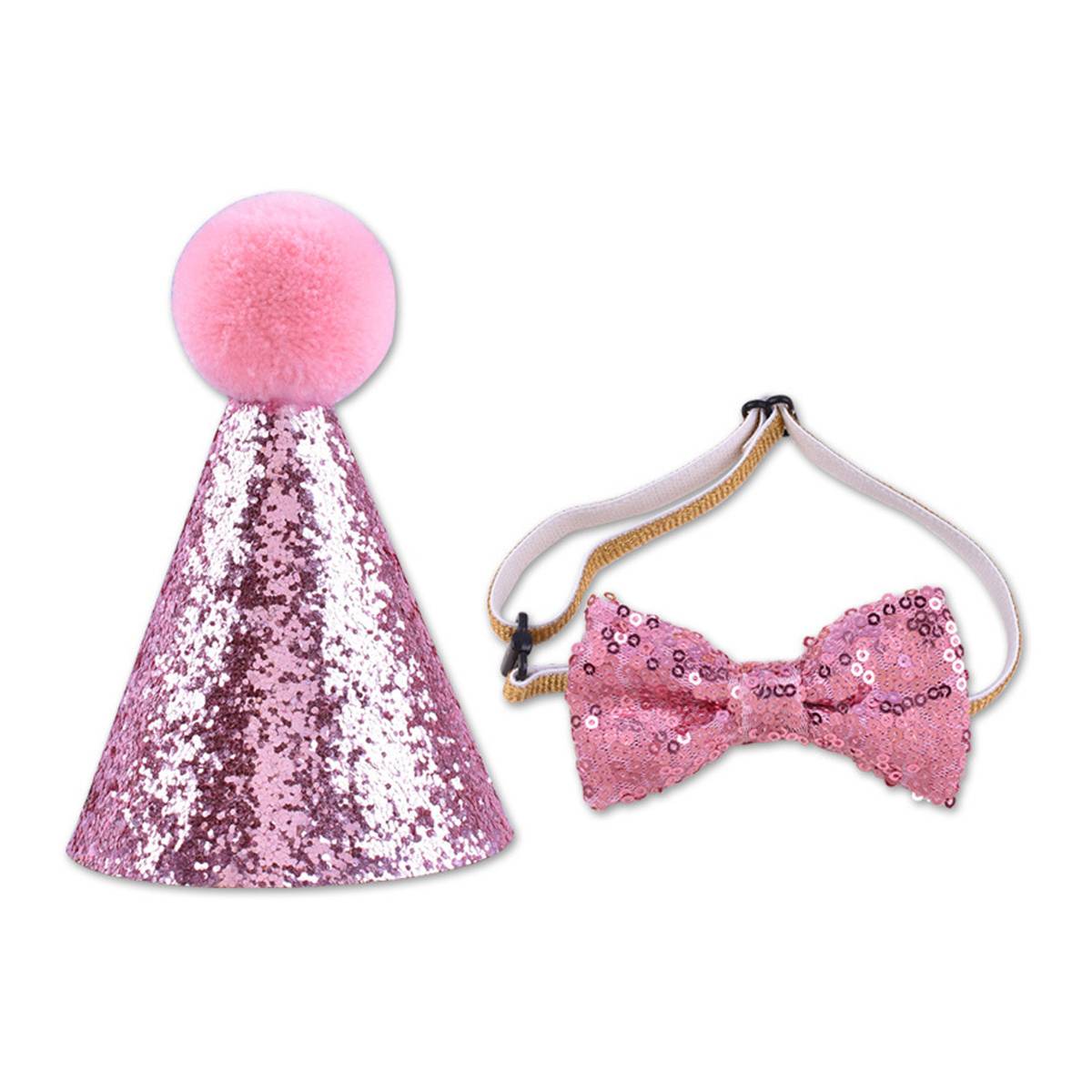 Pet Birthday Hat Sequin Party Hat With Bow Tie