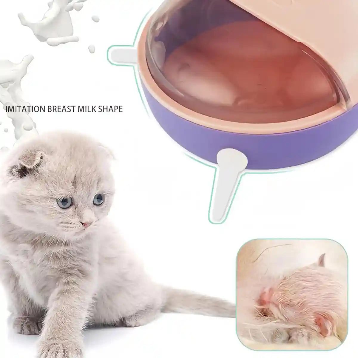 Newborn Pet Milk Feeder Bowl with 5 Silicone Nipples for Kittens & Pups