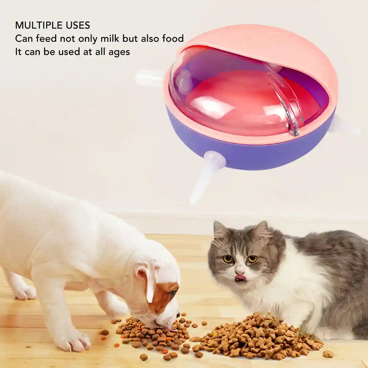 Newborn Pet Milk Feeder Bowl with 5 Silicone Nipples for Kittens & Pups