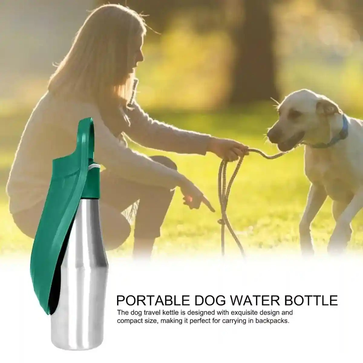 Portable Dog Water Bottle 750ml Stainless Steel Travel Dispenser