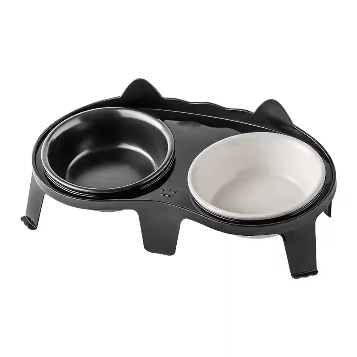 Elevated Ceramic Cat Food Bowls Set with Stand