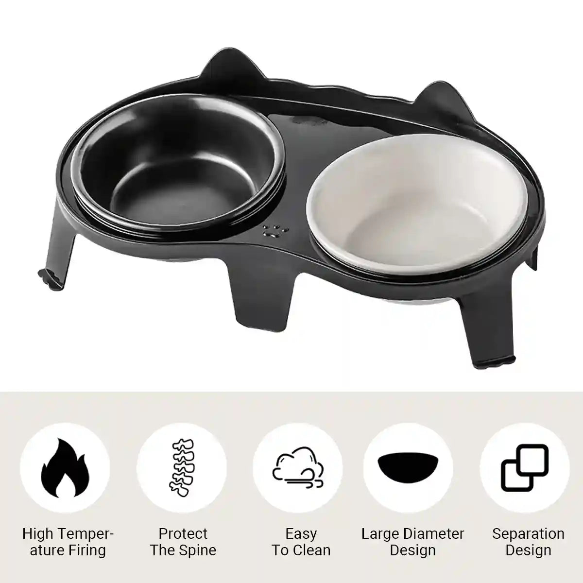 Elevated Ceramic Cat Food Bowls Set with Stand