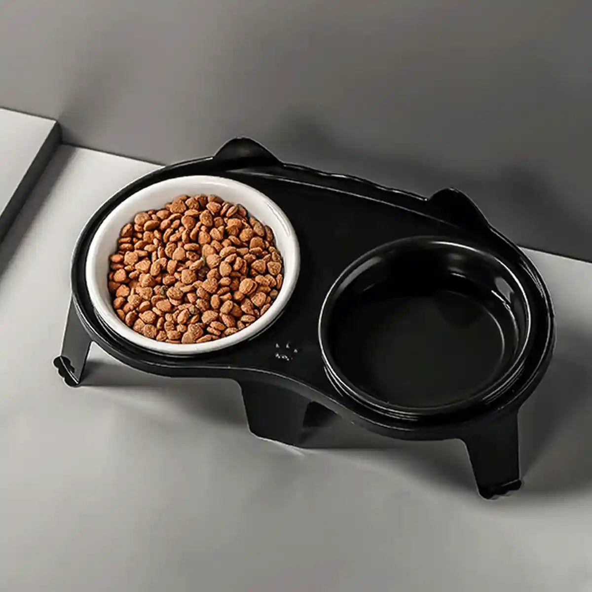 Elevated Ceramic Cat Food Bowls Set with Stand