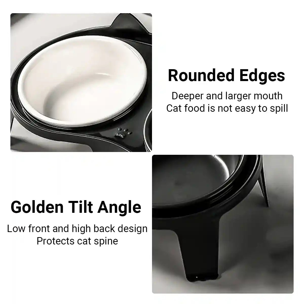 Elevated Ceramic Cat Food Bowls Set with Stand