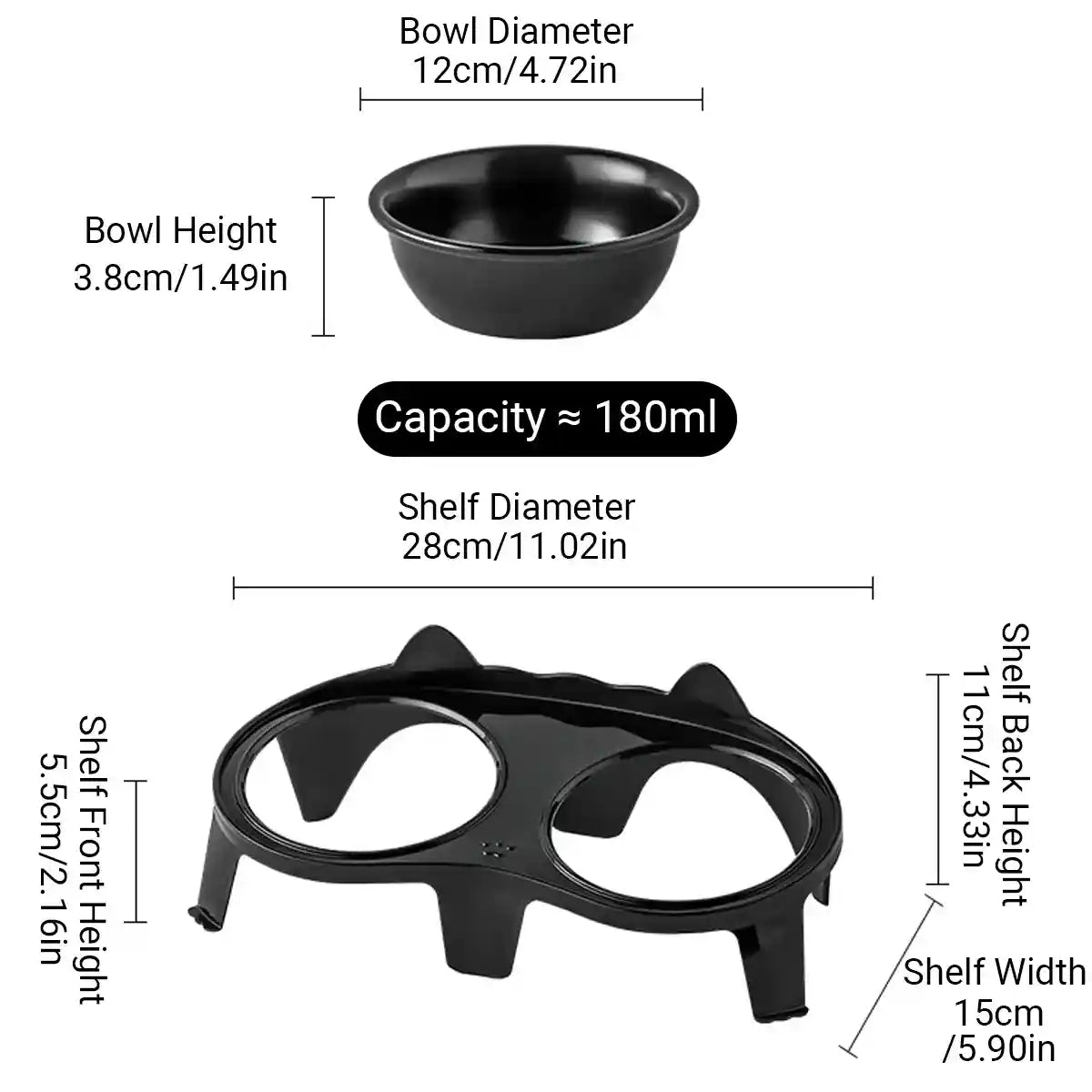 Elevated Ceramic Cat Food Bowls Set with Stand