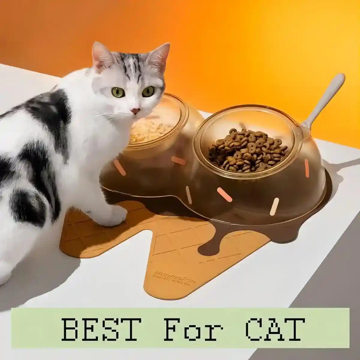 Ice Cream Shaped Tilted Pet Bowl Set for Cats and Small Dogs