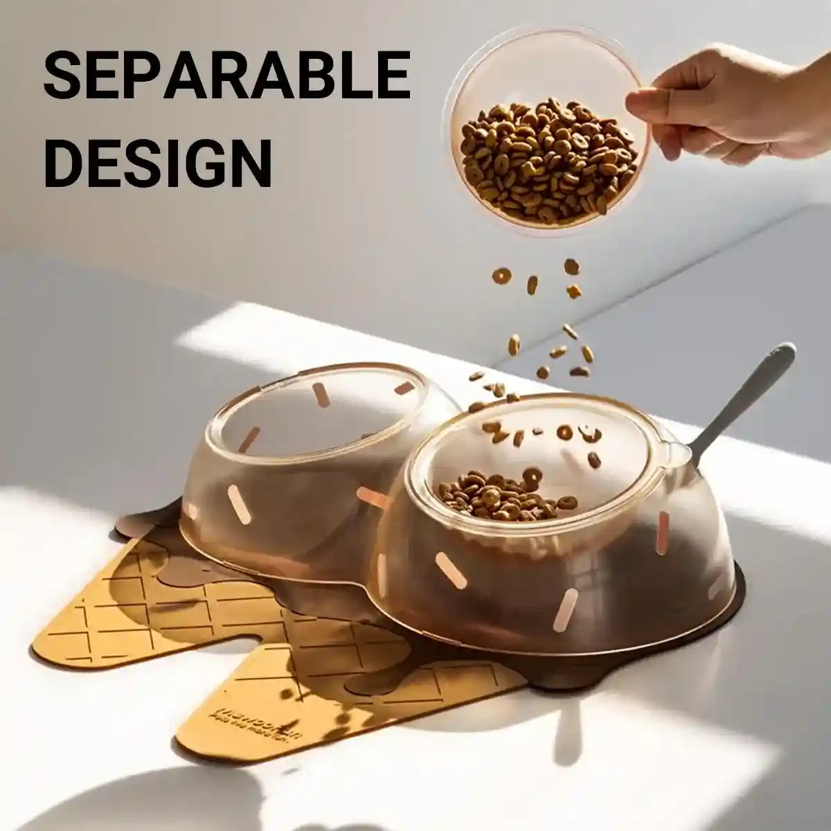Ice Cream Shaped Tilted Pet Bowl Set for Cats and Small Dogs