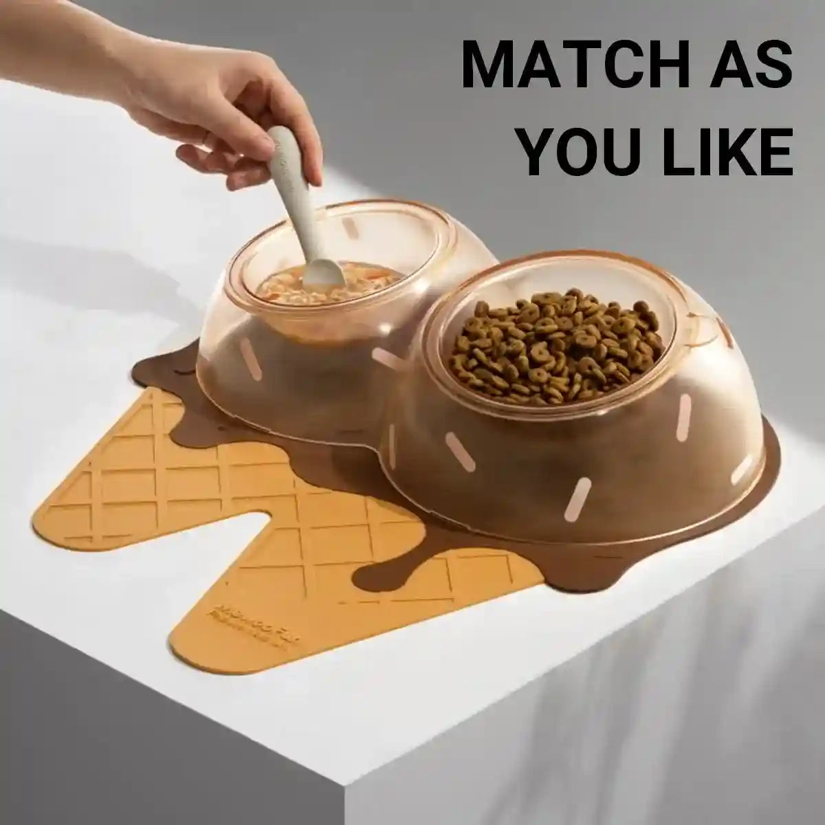 Ice Cream Shaped Tilted Pet Bowl Set for Cats and Small Dogs