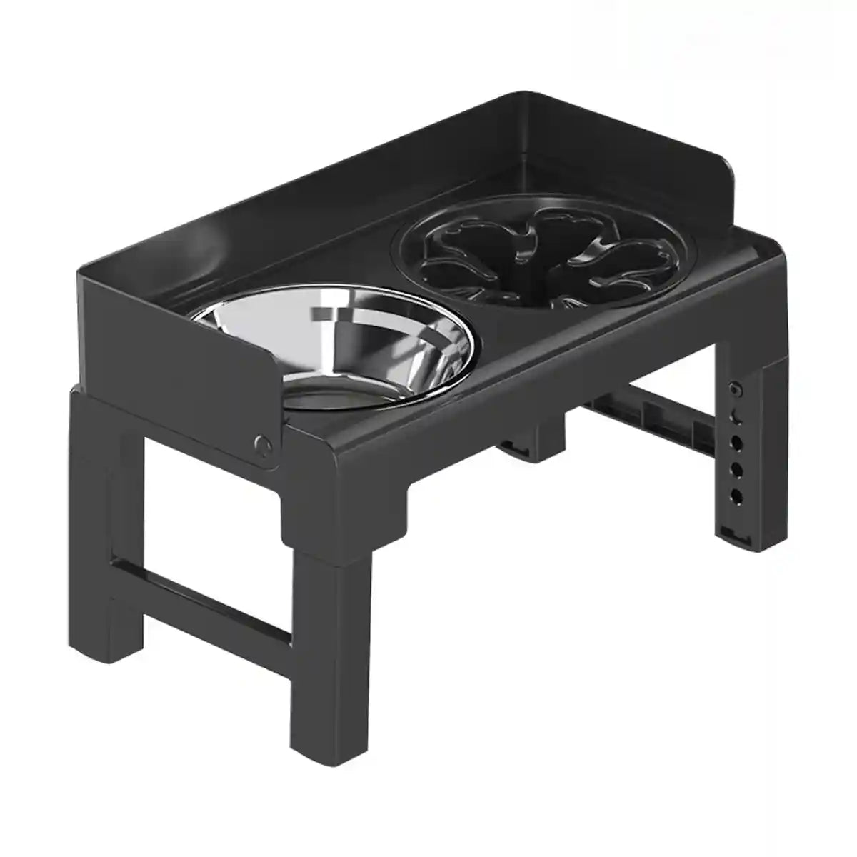 Adjustable Elevated Dog Bowl Stand With Non-Slip Base And Slow Feeder