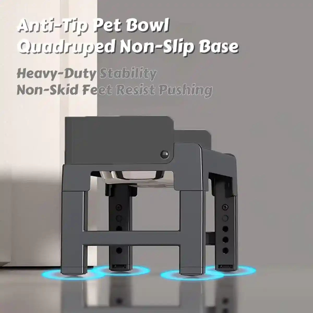 Adjustable Elevated Dog Bowl Stand With Non-Slip Base And Slow Feeder