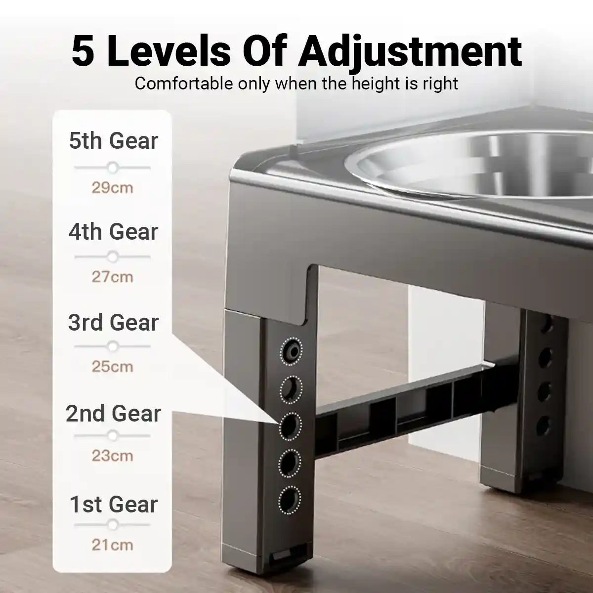 Adjustable Elevated Dog Bowl Stand With Non-Slip Base And Slow Feeder