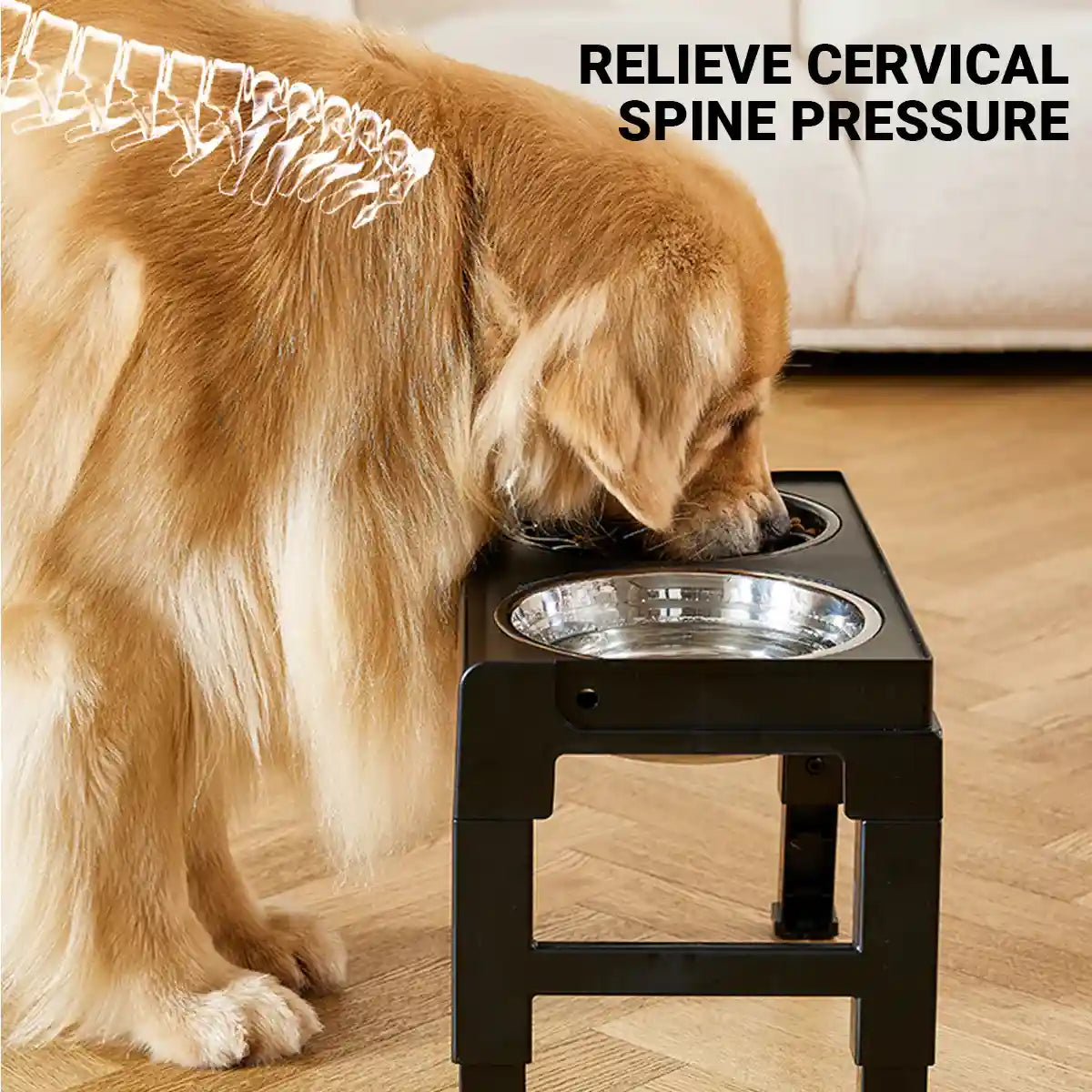 Adjustable Elevated Dog Bowl Stand With Non-Slip Base And Slow Feeder