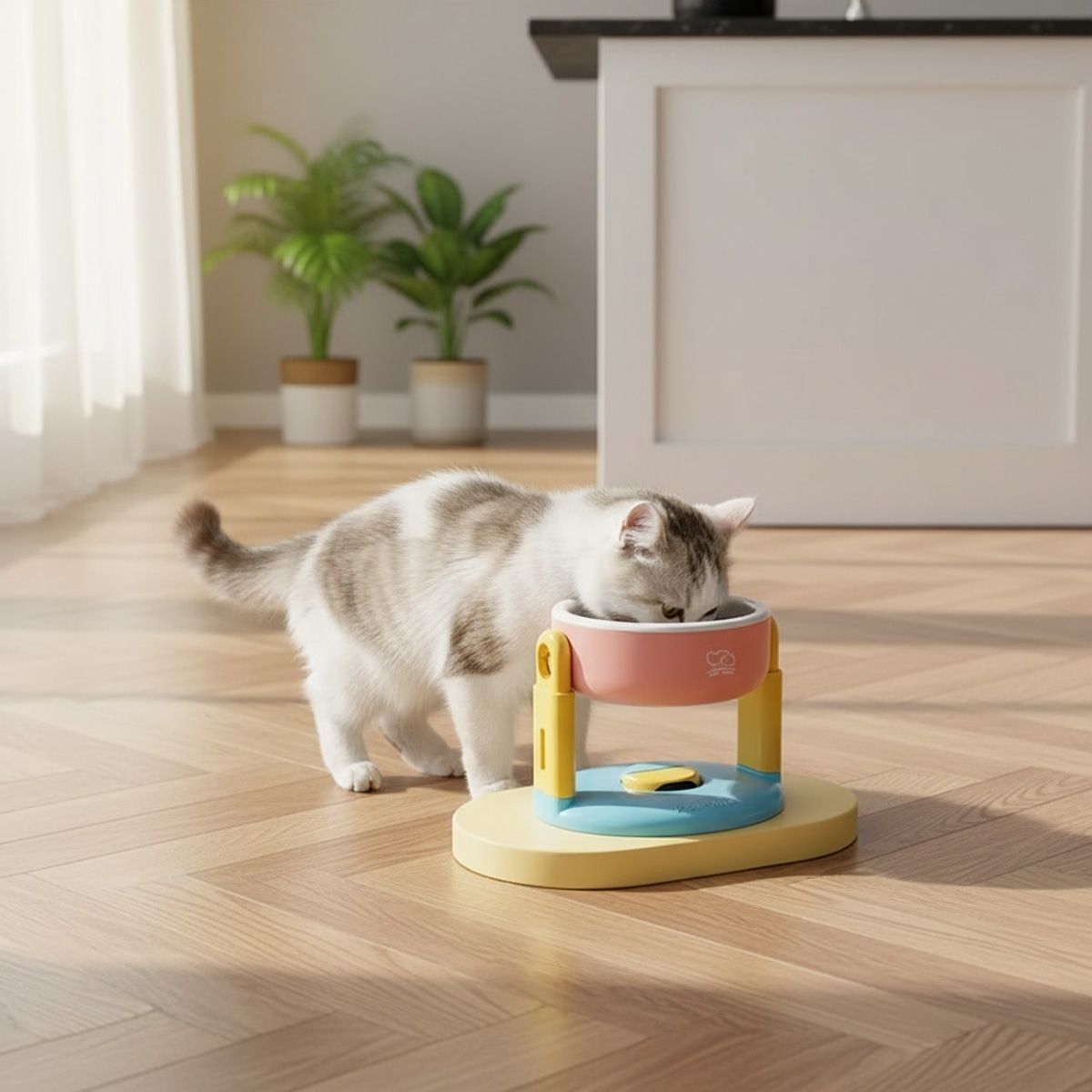 Adjustable Raised Pet Bowl with Suction Base
