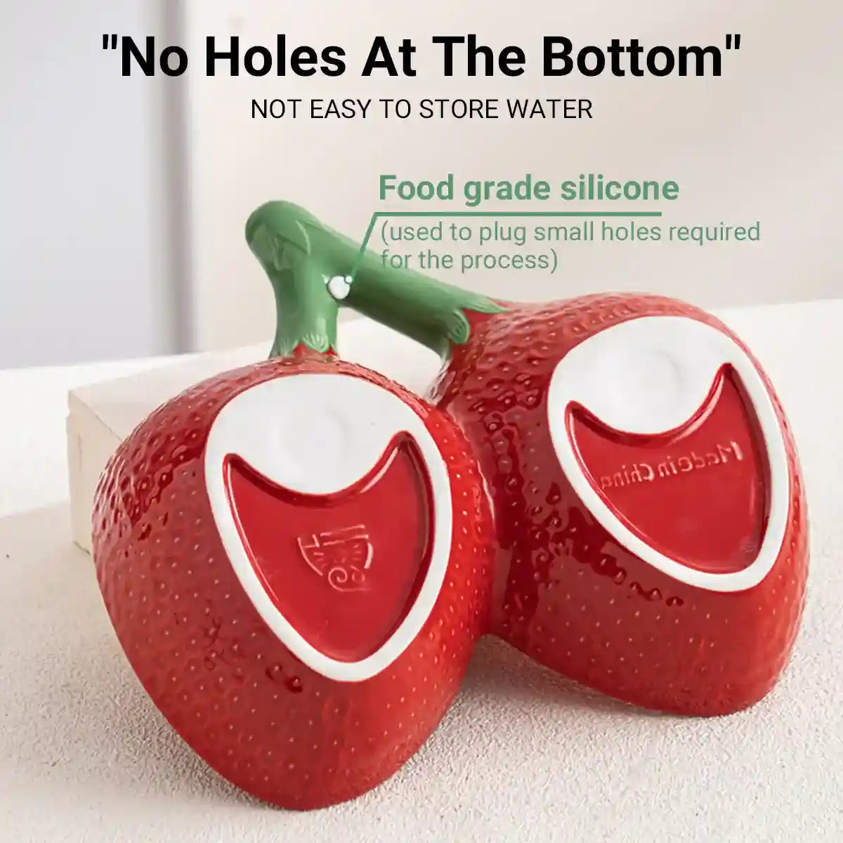 Strawberry Shaped Ceramic Pet Bowl for Cats and Small Dogs