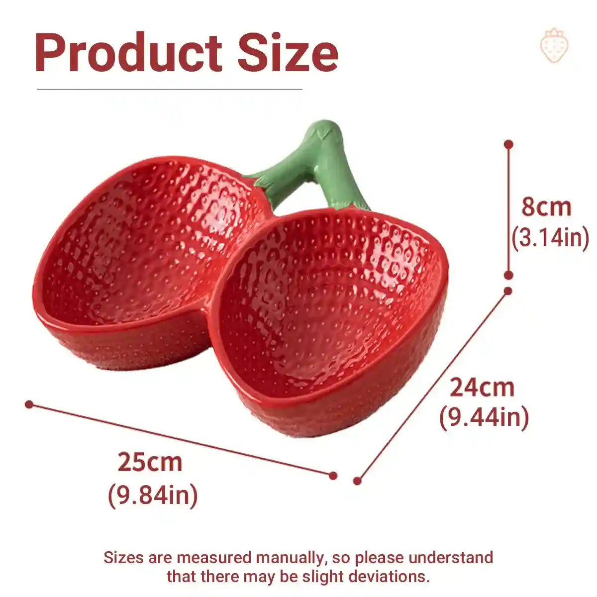 Strawberry Shaped Ceramic Pet Bowl for Cats and Small Dogs