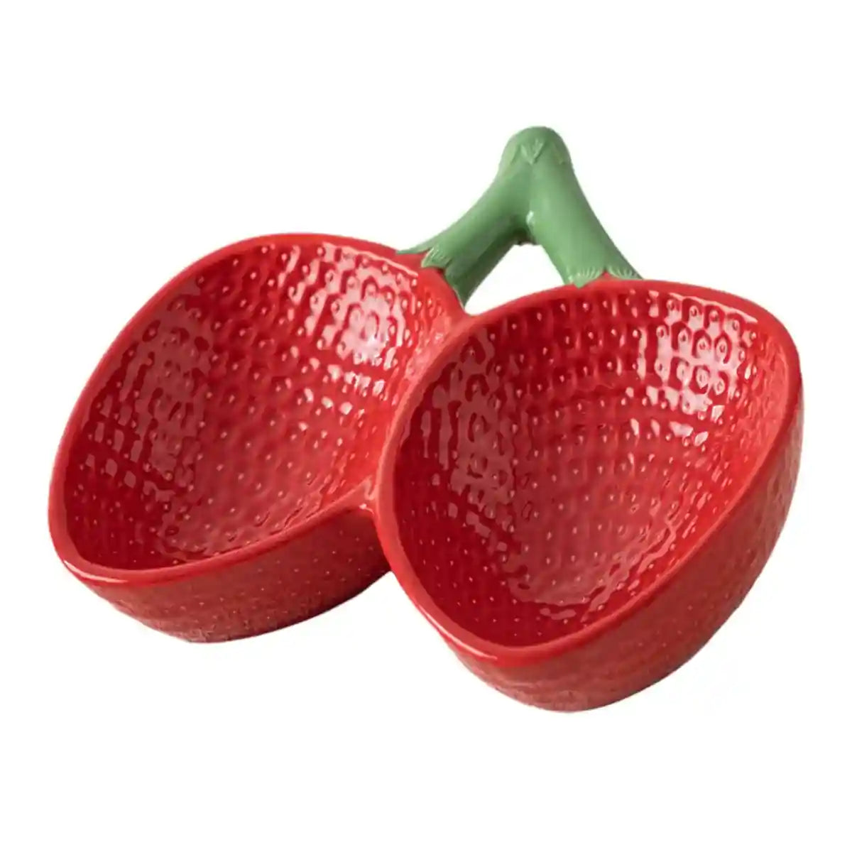 Strawberry Shaped Ceramic Pet Bowl for Cats and Small Dogs
